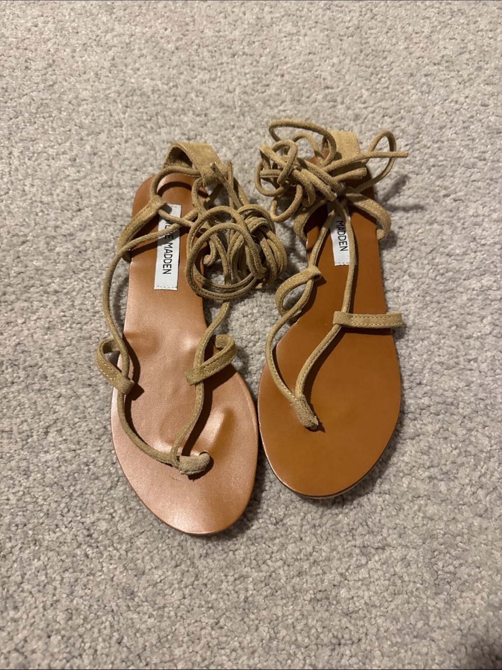 Steve Madden Tan Lace-Up Suede Gladiator Sandals - Women